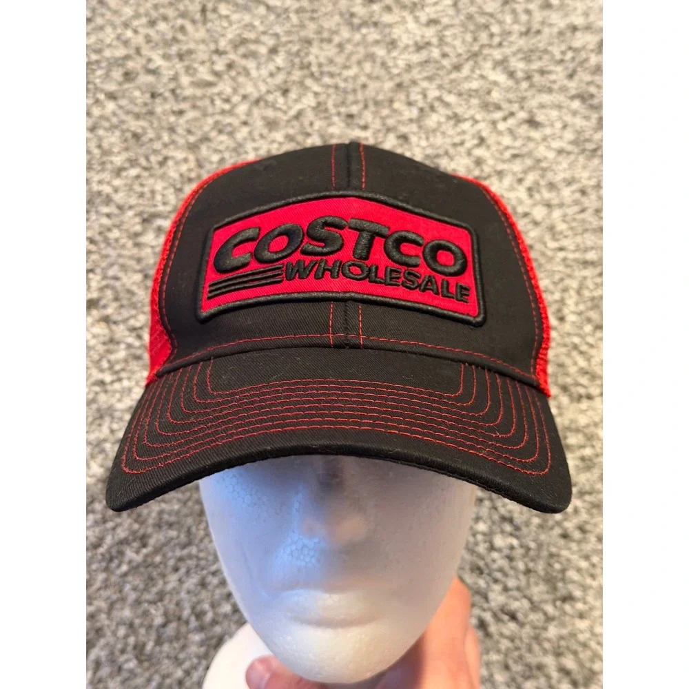 Costco Wholesale‎ Hat Mens OSFM Black Red Trucker Snapback Mesh Patch Cap